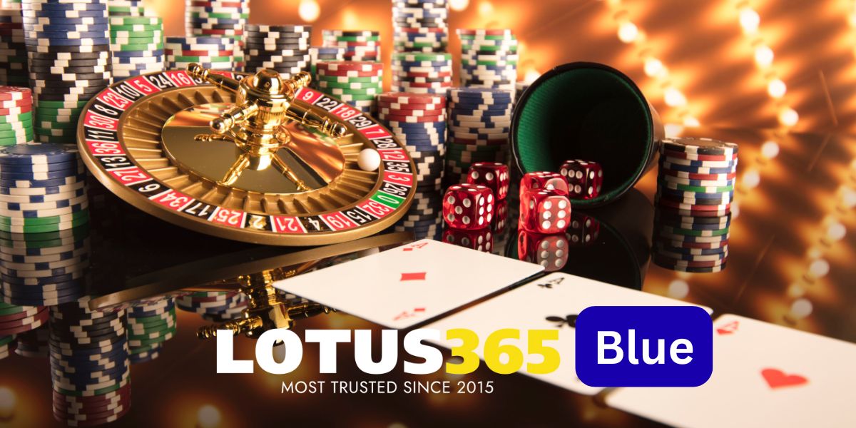 Lotus365 Blue casino games including poker, roulette, and slots